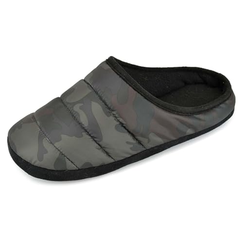 Image of A2Z 4 Kids Girls Boys Camouflage Mule Slippers Quilted Puffa Slip On Slipper - SLPR AZ31747 Camo Green 9/10 UK Ch