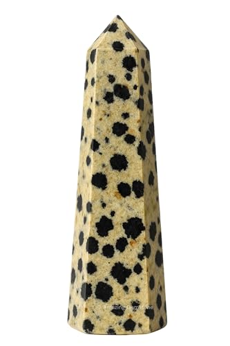 Image of Amazing Gemstone Dalmatian Jasper Crystal Towers - Natural Healing Crystal Point Obelisk for Reiki Healing and Crystal Grid (3 inch to 4 inch INCH)