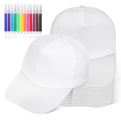 Casquette enfant à peindre Lot de 12 blanches pour camping et activités créatives