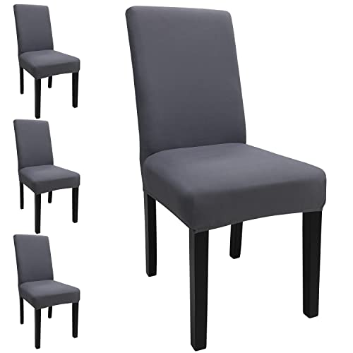 Keyroal Dining Room Chair Covers Set Of 4, Stretch Solid Color Parsons Chair Slipcovers Spandex Removable Washable Kitchen Chair Protector Cover For Dining Room, Hotel, Ceremony(Grey) #TOP11