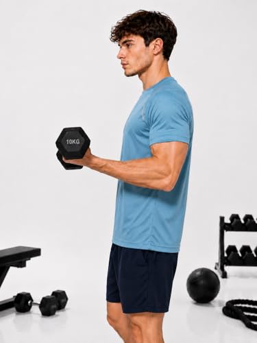 Image of Kvetoo Mens Dry Fit Gym T Shirt Quick Dry Sweat Proof Breathable Workout Tee Muscle Fit Athletic Sports T Shirt for Gym Running Training