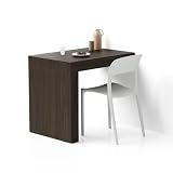 Mobili Fiver, Tavolo da pranzo Evolution 90x60, Noce Scuro con Una Gamba, per 2 persone, Tavolo Da Pranzo Moderno Cucina, Made in Italy