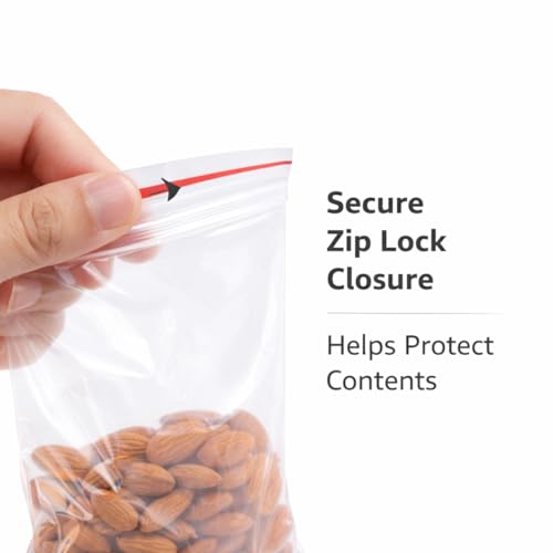 Image of Zip Lock Clear Plastic Storage Bags| Resealable Clear Plastic Bags| Durable and Leak-Proof |Square Pouches with Press Seal Apply To Kitchen Storage and Jewellery Packaging-4 * 6-50Pack