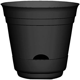 Garden Treasures 14-in x 12.8-in Black Smooth Plastic Self Watering Planter