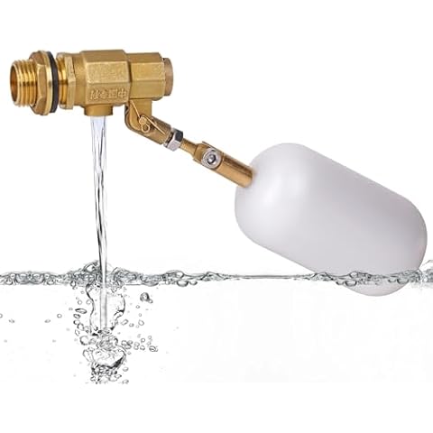 MUDUOBAN Float Valve 1/2 inch,Brass Valve with Plastic Water Float Ball Valve with Adjustable Arm Automatic Fill for Water Trough,Fountains,Water Tank,Ponds,Pool,Aquariums (1) Cover