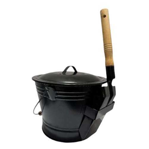 STARTIST 蓋とスコップ付き灰バケツ 石炭バケツ 多用途、頑丈、金属製、薪ストーブ、グリル用暖炉灰