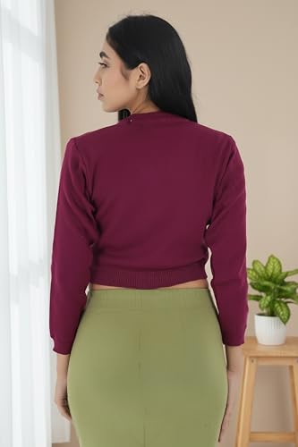 Image of Women Woolen Full Sleeves Blouse for Winters (Ready to Wear, Purple Colour, Size 36)