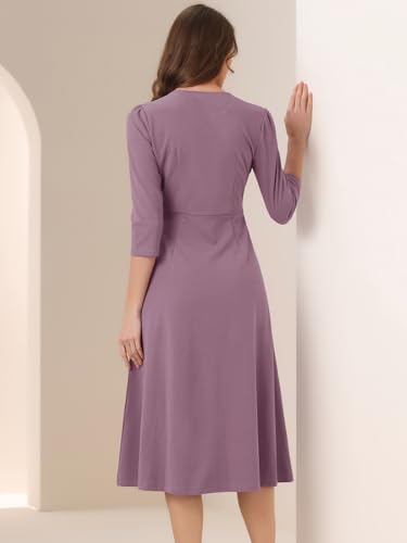 Image of Allegra K Womens 3 /4 Sleeve A-Line Business Work Formal Midi Dress