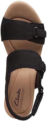 Clarks Women's Rose Lane Wedge Sandal, Black Nubuck, 9.5 | Image 6