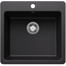 BLANCO 443226 Liven SILGRANIT 21" Single Bowl Drop-In/Undermount Kitchen Sink - Coal Black