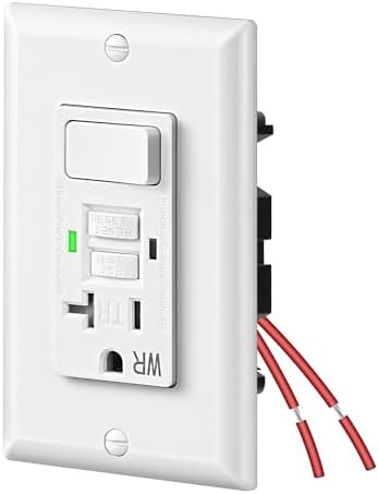 DEWENWILS 20A GFCI Outlet, Tamper-Resistant Electrical Outlet, GFCI Switch Combo with LED Indicator Light, Weather Resistant Ground Fault Outlet, Self-Test with LED Indicator, ETL Listed, White