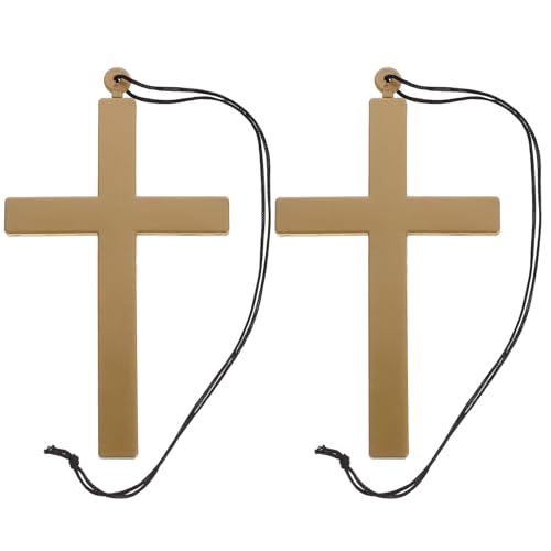 Uonlytech 2 Piezas Colgante Cruz Sacerdotal Grande, Accesorio Disfraz Monja y Sacerdote, Collar Cruz Monje para Cosplay y Decoración Temática Religiosa