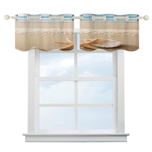 Cortinas opacas de concha de mar y playa de 52 x 18.1 pulgadas para ventana de dormitorio 2