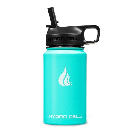 Image of HYDRO CELL Stainless Steel Insulated Water Bottle with Straw - For Cold & Hot Drinks - Metal Vacuum Flask with Screw Cap and Modern Leakproof Sport Thermos for Adults (Teal 14oz)