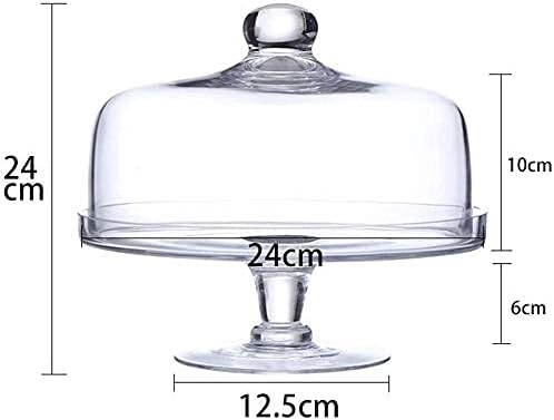 Pastry And Candy Display Stands European Transparent Glass Dome Restaurant Dessert Tasting Plate Photo (Size : 24cm) (24cm) image 4