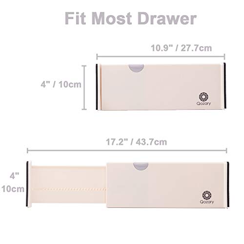 Qozary 8 Pack Adjustable Drawer Dividers Organizer Separators Expandable From 10.9-17.2", Plastic Dresser Organizer For Bedroom, Bathroom, Closet, Baby Drawer, Office Desk, Kitchen Storage #TOP2