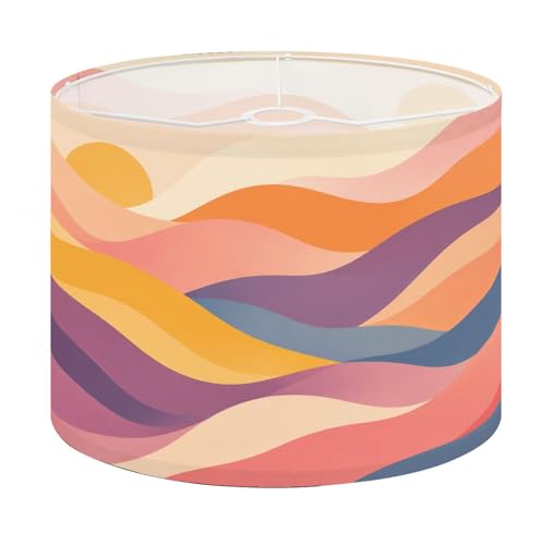 Drum Lamp Shade Groovy retro seamless Disco wavy rainbow for