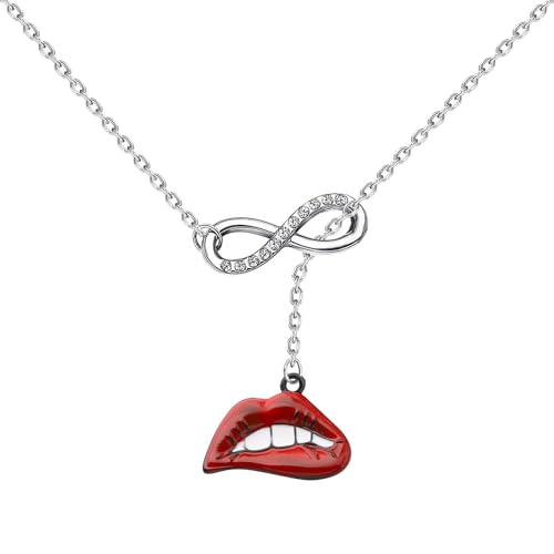 PLITI Rocky Horror Show Inspired Necklace - Red Lips Gift For Rocky Fans & Horror Movie Lovers