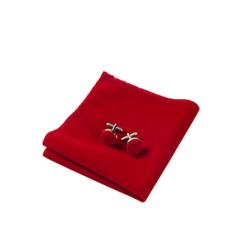 Image of GUSLESON Mens Solid Plaid Velvet Pre-tied Adjustable Bow Tie and Pocket Square Cufflink Set with Gift Box