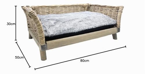 UNUS Hundebett aus Weide, eckiges Hundesofa L 80 x B 50 x H 30 cm