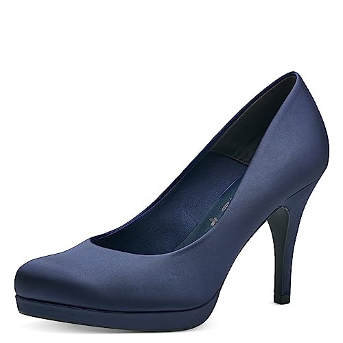 Tamaris Damen Pumps Textil Vegan Trichterabsatz; Dark Blue/blau; 38 EU