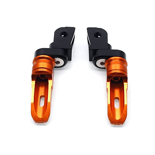 Image of MZS Motorcycle Foot Pegs, Double Adjustable Front Rider Footpegs Footrest Rest Pedal CNC Orange FK004 Compatible with 200 250 390 690 790 890 Models