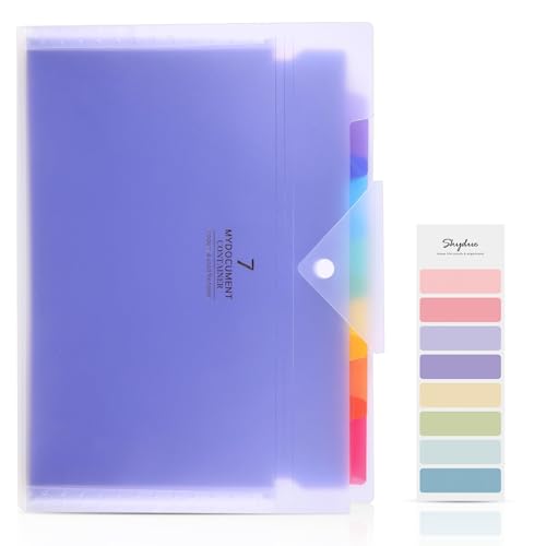 Skydue Pastas de arquivo expansíveis, 7 bolsos, pasta de arquivo com fecho de pressão A4 e organizad