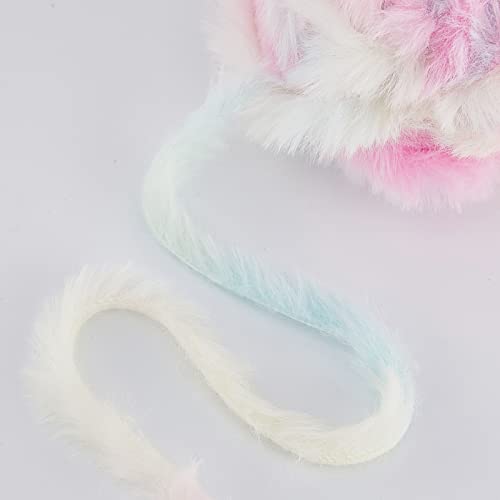 Pretty Jolly Lot de 4 pelotes de fil en fausse fourrure super doux et moelleux pour crochet, tricot, fil polyester (licorne) – vue 4