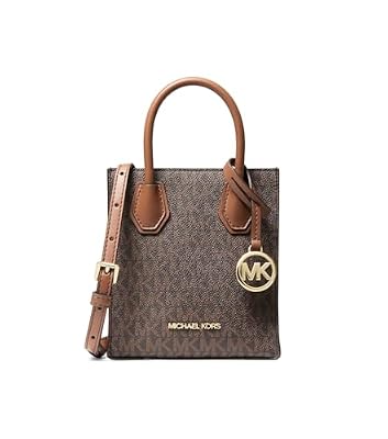 Michael Kors Mercer, Borsa a tracolla extra piccola in pelle martellata, Marrone