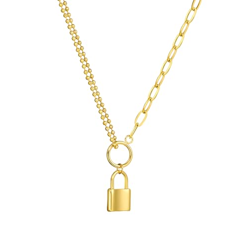 Collier avec serrure pour femme en argent sterling 925 avec clé