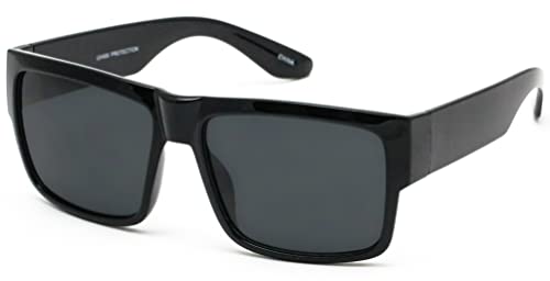 Large Square CHOLO Sunglasses Super Dark OG LOCS Style GANGSTER Style Black NEW (Black)
