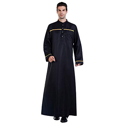 Xingsiyue Saudi-Arabische Männer Jubba Robe Muslim Islamic Thobe Langarm Kaftan Abaya Mittlerer Osten Dubai Lose Ethnische Kleidung Cover