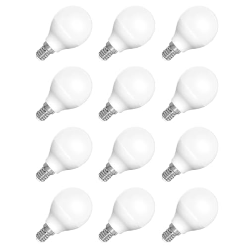 Acan Tradineur - Pack de 12 bombillas LED estándar, globo, G45, E14, 7W equivalente a 63W, 630 lúmenes, 6400K, luz blanca fría, eficiencia energética A+, 20000 horas - 8,9 x 4,5 cm