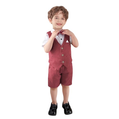 Image of Nwada Boys Suit Toddler Dress Clothes Shirt with Bow Tie, Dress Pants Sets Kids Gentleman Outfit suits