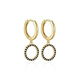 Dangle Cubic Zirconium Earrings for Women Trendy, Gold Earings 925 Silver Hollow Circle Round Shape Drop Earrings Birthday Gift