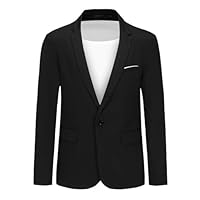 Allthemen Herren Sakko Baumwolle Blazer Sportlich Stretch Anzugjacke Slim Fit Business Jacke Leicht Freizeit Schwarz L