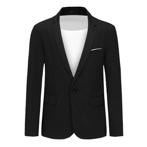 Allthemen Herren Sakko Baumwolle Blazer Sportlich Stretch Anzugjacke Slim Fit Business Jacke Leicht Freizeit Schwarz L