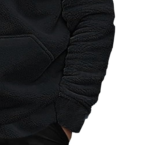 Men’s Fuzzy Sherpa Outerwear Quarter Zip Hoodie Pullover Sweatshirt Warm Vintage Winter Jacket Casual Fashion Coat4