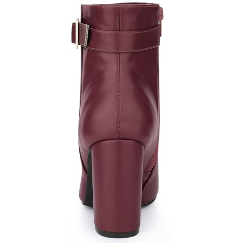 Allegra K Women's Pointed Toe Buckle Decor Heel Ankle Booties4
