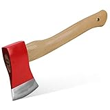 Winzwon 15-Inch Chopping Axe Hatchet for Splitting and Kindling Outdoor Camping Wood Handle Forged Carbon Steel Heat Treated Hand Axe Tool (Red)