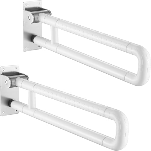 Asidero para inodoro, soporte de pared, ayuda para levantarse, 2 piezas, pasamanos de baño, plegable, carril de soporte para personas mayores, discapacitados