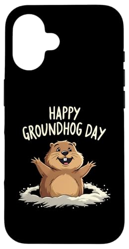 Happy Groundhog Day 2025 �����Y ���f�B�[�X �L�b�Y �X�}�z�P�[�X iPhone 16 �p