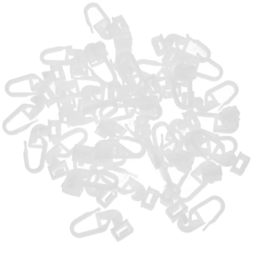 IMIKEYA 36 Crochets en Plastique Blanc pour Rideaux, Solides et Légers, Accessoires pour Tringles à Rideaux, pour Salle de Bain ou Jardin, Lot de 36 Pièces