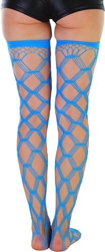 Image of ToBeInStyle Women's Multi-Strand Large Diamond Fence Net Thigh High Stockings