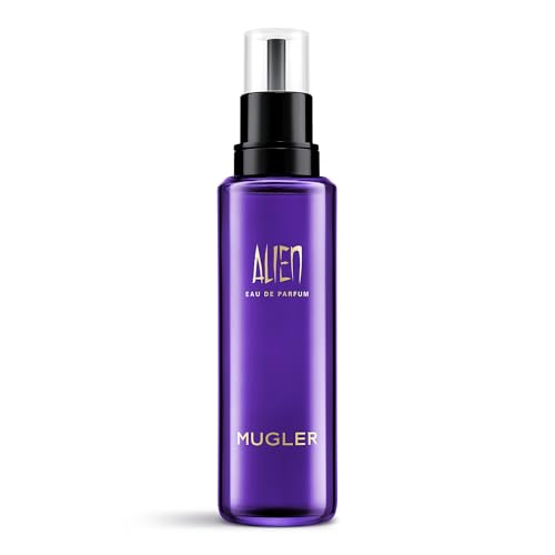 MUGLER Alien Eau de Parfum für Damen, Holzig-blumiges Parfum duftet nach Amber, Außergewöhnliches Duftspray, Nachfüllbar