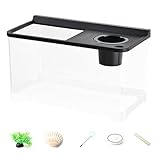 Tanque de Peces, con 3 Luces de Color, 33,8 x 20,8 x 20 cm, Acuario hidropónico, diseño Elegante, para el hogar, Lugar de Trabajo, Entrada, vestíbulo, Dormitorio y Oficina