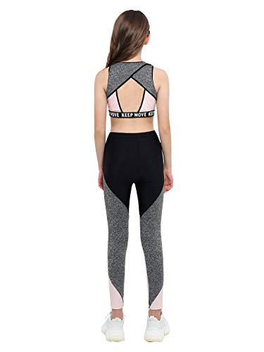 Kids Girls' Yoga Dance Performance Outfit Tracksuit Crop Top with Athletic Leggings 2 Piece Set3