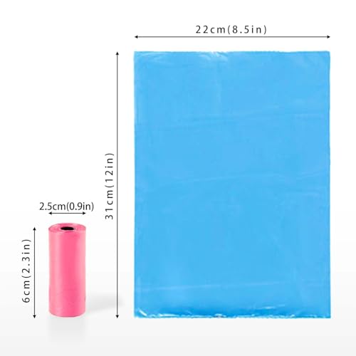 AiTodos® 600 Stück Hundekotbeutel, 5 Farben, Geeignet zum Ausgehen, Hundekotbeutel, 30 x 21,5 cm, Polyethylen-Material, Tragbar, Schwarz, Blau, Rosa, Gelb, Grün (40 Rollen, 15 Stück pro Rolle)