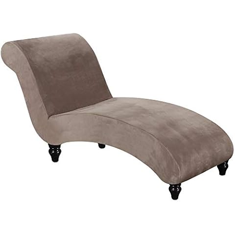 FantasDecor Chaise Lounge Slipcover Velvet Cover Luxury for Living Room Indoor Stretch Ultra Soft Machine Washable, Taupe Cover