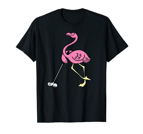 Lindo flamenco rosa jugando al golf | Divertido regalo de fanático del golf de Camiseta
